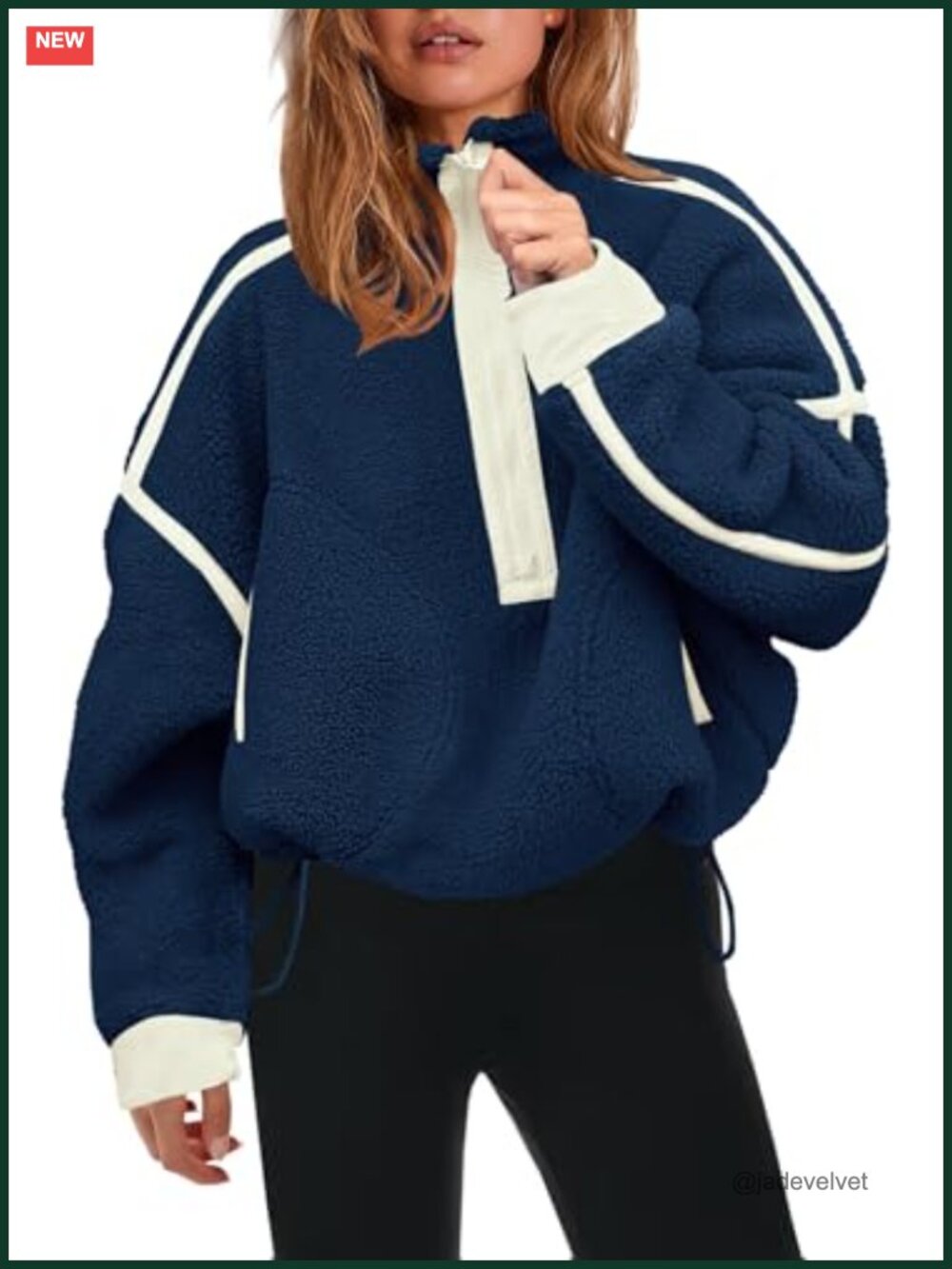 Women's Half Zip Fleece Pullover Sherpa Sweatshirt Long Sleeve Zip Pockets
